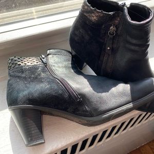 Gabor leather boots, black, metallic, mermaid core aesthetic. Size 6.5 UK & 9 US